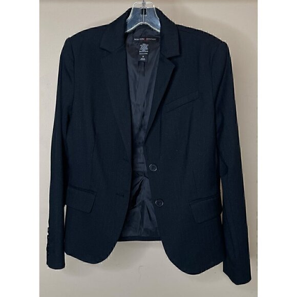 NY & Co Black Stretch Metallic Stripe Blazer Size 6 - Picture 6 of 16
